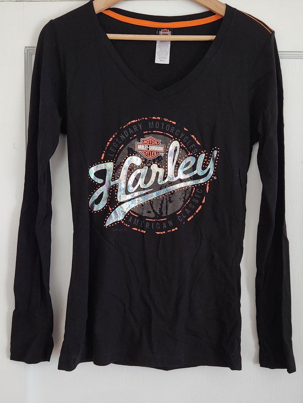 Harley-Davidson Womens Black Long-Sleeve Graphic Tee - Black Size Small